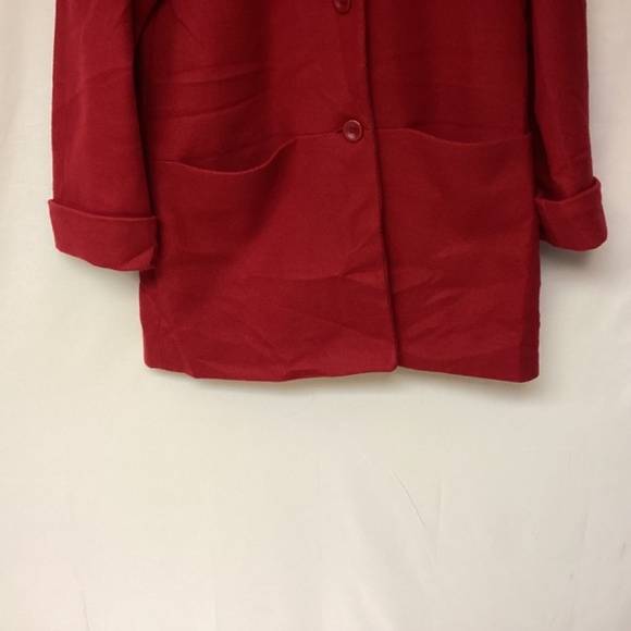 Herman Kay Jacket Hood Wool Winter Classic  Everyday Staple Red Womens SZ M - Picture 2 of 7